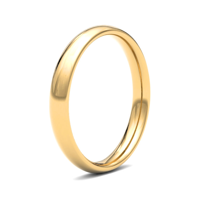 22ct Yellow Gold Standard Weight 3mm Court Profile Mirror Finish Wedding Ring (WCT22Y3) – product view