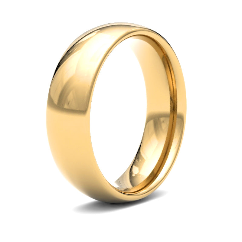 22ct Yellow Gold Standard Weight 6mm Court Profile Mirror Finish Wedding Ring – product view