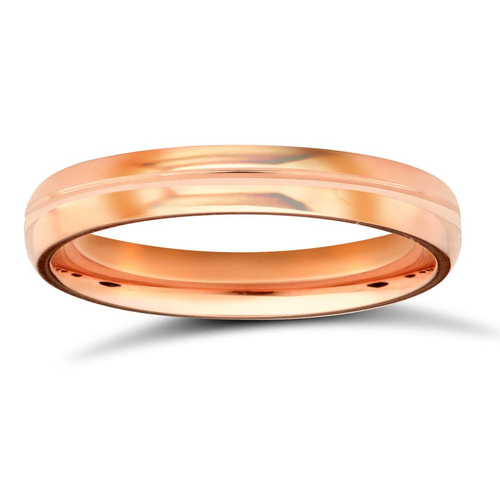 9ct Rose Gold Standard Weight Court Profile Mirror Finish Wedding Ring – product view