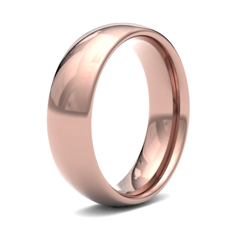 9 Karat Roségold Standardgewicht Court-Profil Hochglanz Ehering