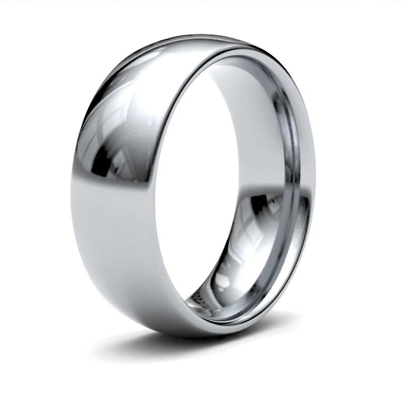 9ct White Gold Standard Weight Court Profile Mirror Finish Wedding Ring – product view