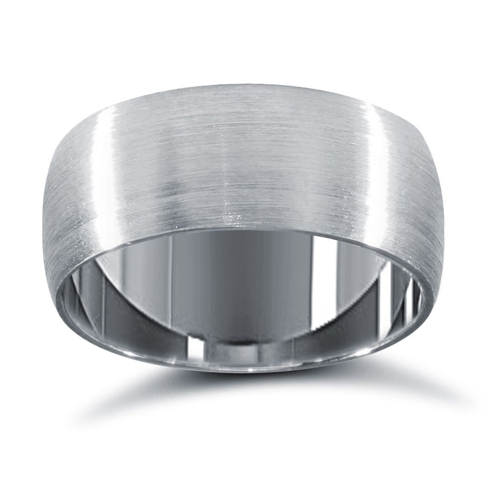 Ehering aus Platin mit Standardgewicht, gewölbtem Profil und satiniertem Finish