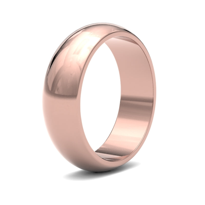 18ct Rose Gold Standard Weight D-Shape Profile Mirror Finish Wedding Ring – product view