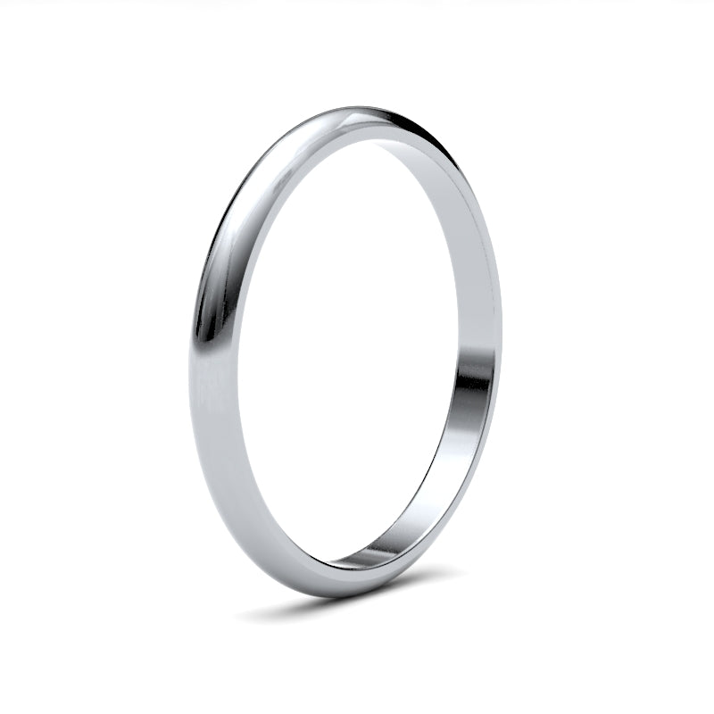 18ct White Gold Standard Weight D-Shape Profile Mirror Finish Wedding Ring (WDS18W2) – product view