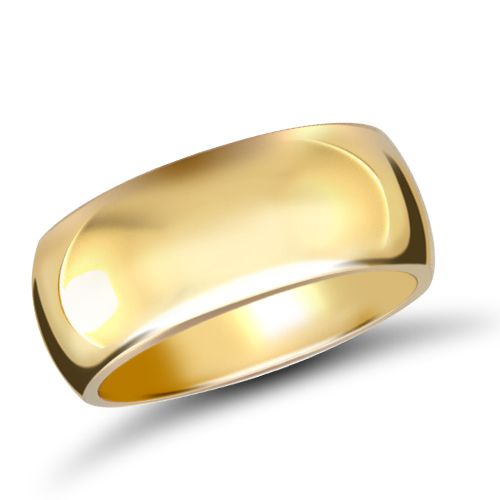 18ct Yellow Gold Premium Weight D-Shape Profile Mirror Finish Wedding Ring (WDS18Y10) – product view