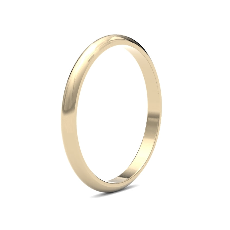 18ct Yellow Gold Standard Weight D-Shape Profile Mirror Finish Wedding Ring (WDS18Y2) – product view