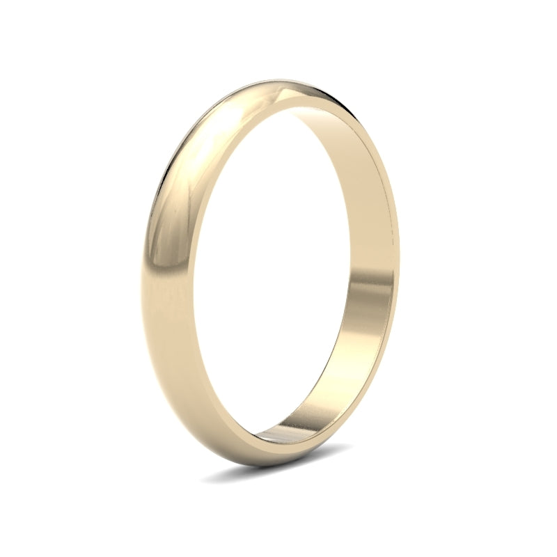 18ct Yellow Gold Standard Weight D-Shape Profile Mirror Finish Wedding Ring – product view