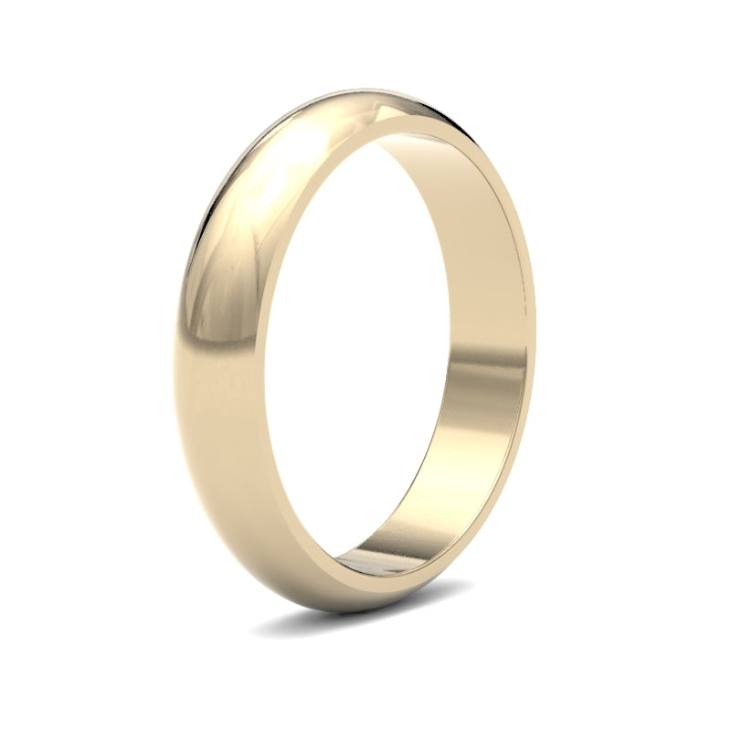18ct Yellow Gold Standard Weight D-Shape Profile Mirror Finish Wedding Ring – product view