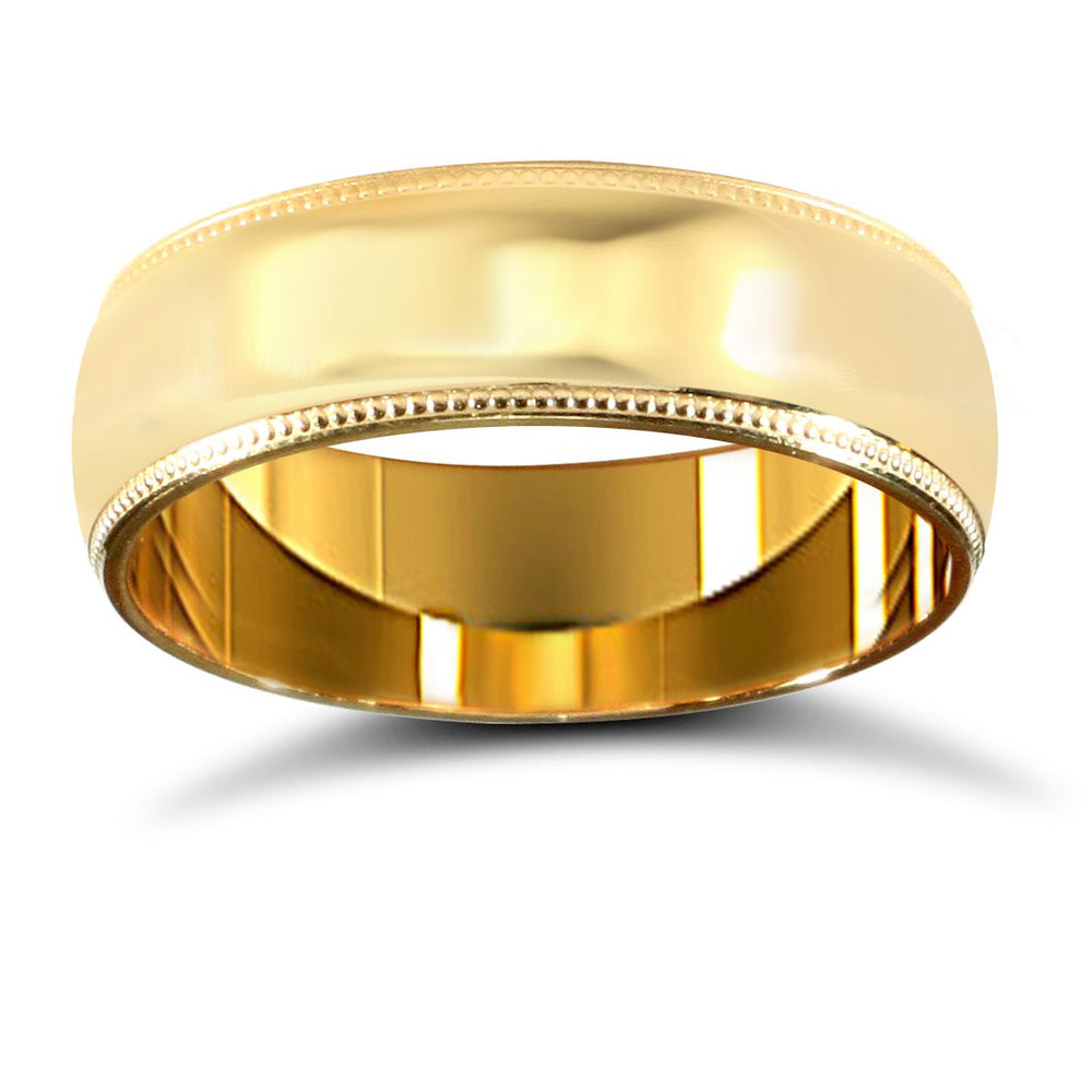 18ct Yellow Gold Standard Weight D-Shape Profile Mirror Finish Wedding Ring – product view