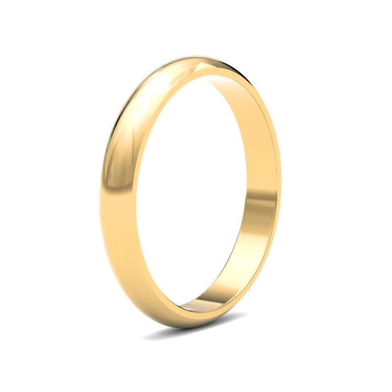 22ct Yellow Gold Standard Weight 3mm D Shaped Profile Mirror Finish Wedding Ring (WDS22Y3) – product view