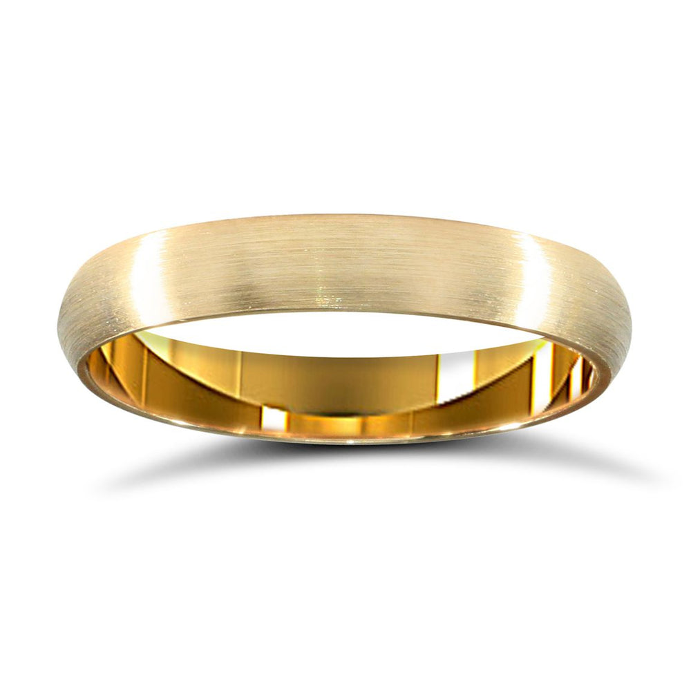 22ct Yellow Gold Standard Weight 3mm D Shaped Profile Satin Wedding Ring (WDS22Y3-01) – product view