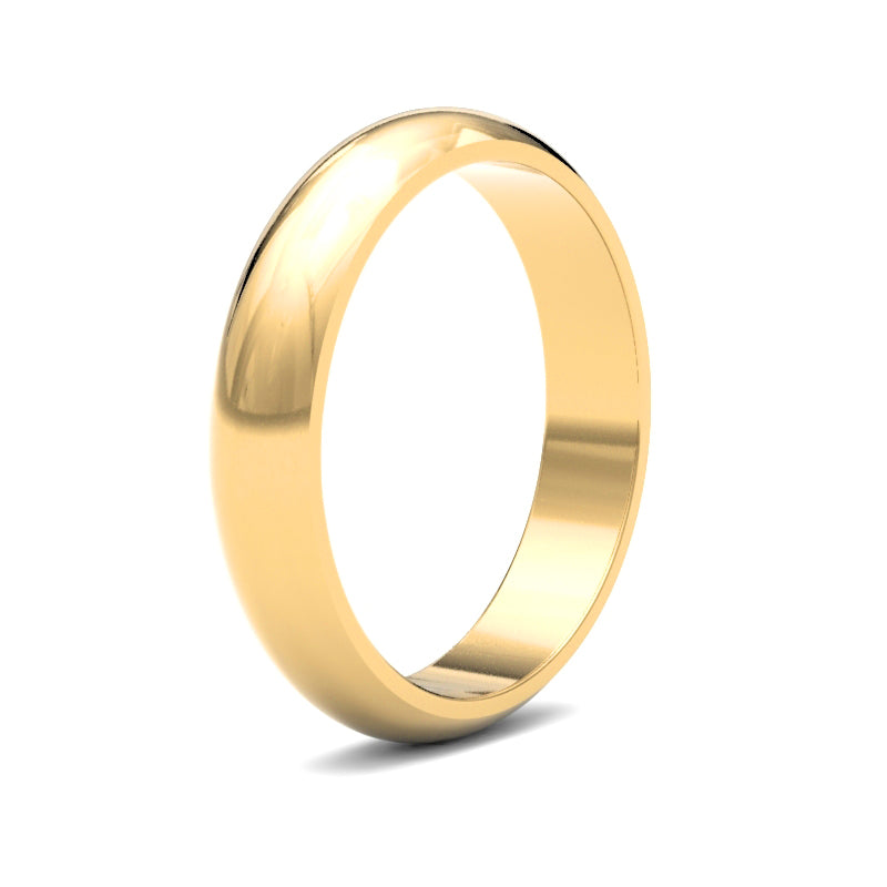 22ct Yellow Gold Standard Weight 4mm D Shaped Profile Mirror Finish Wedding Ring (WDS22Y4) – product view