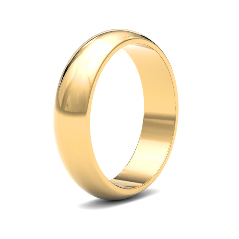 22ct Yellow Gold Standard Weight 5mm D Shaped Profile Mirror Finish Wedding Ring (WDS22Y5) – product view
