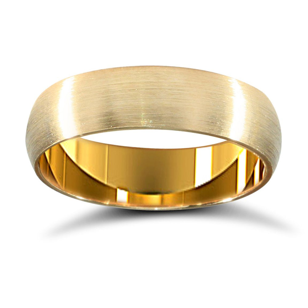 22ct Yellow Gold Standard Weight 5mm D Shaped Profile Satin Wedding Ring (WDS22Y5-01) – product view