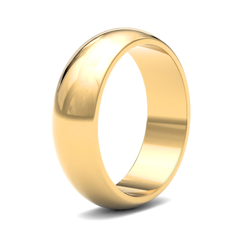 22ct Yellow Gold Standard Weight 6mm D Shaped Profile Mirror Finish Wedding Ring (WDS22Y6) – product view