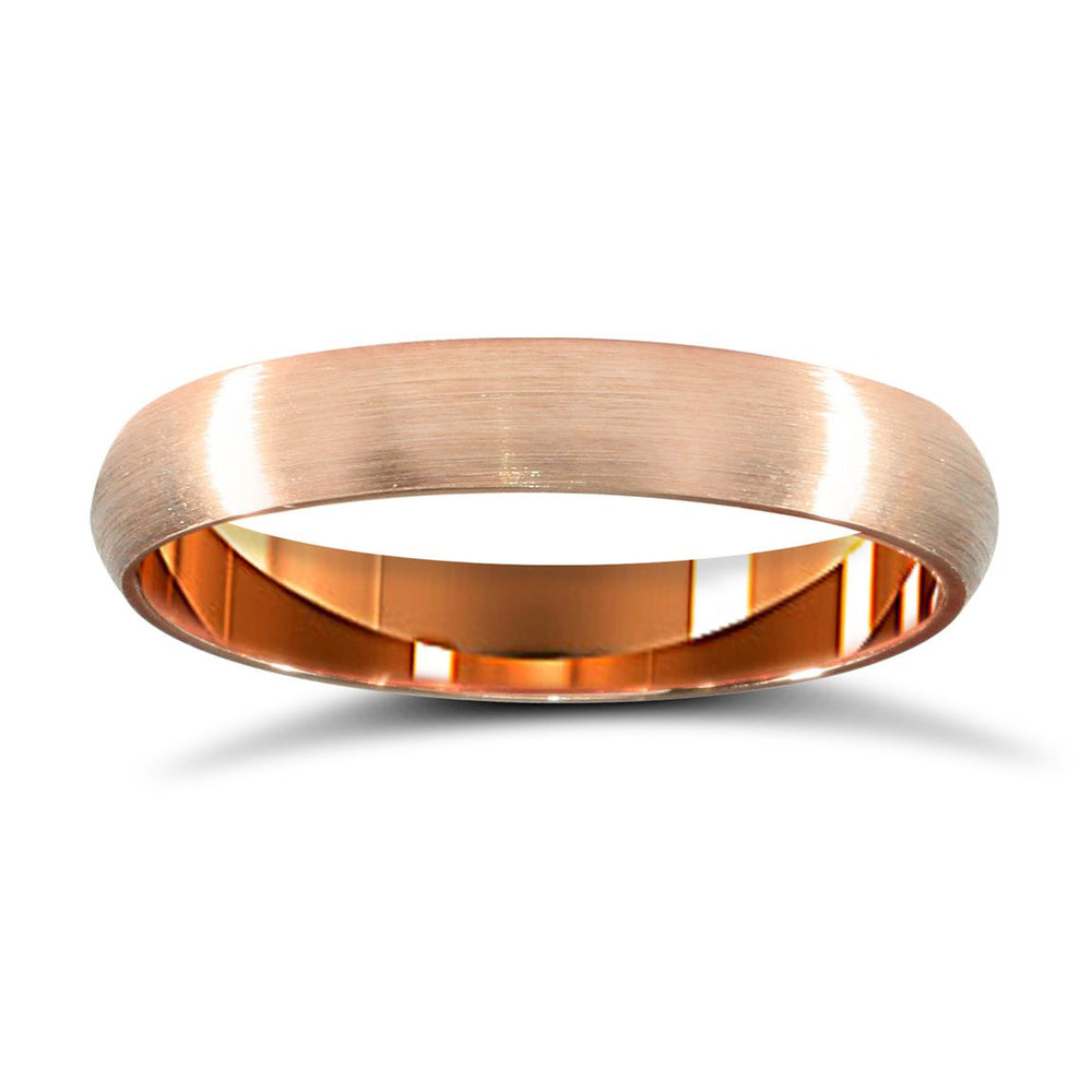 9ct Rose Gold Standard Weight D-Shape Profile Mirror Finish Wedding Ring – product view