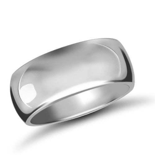9ct White Gold Standard Weight D-Shape Profile Mirror Finish Wedding Ring (WDS9W10) – product view