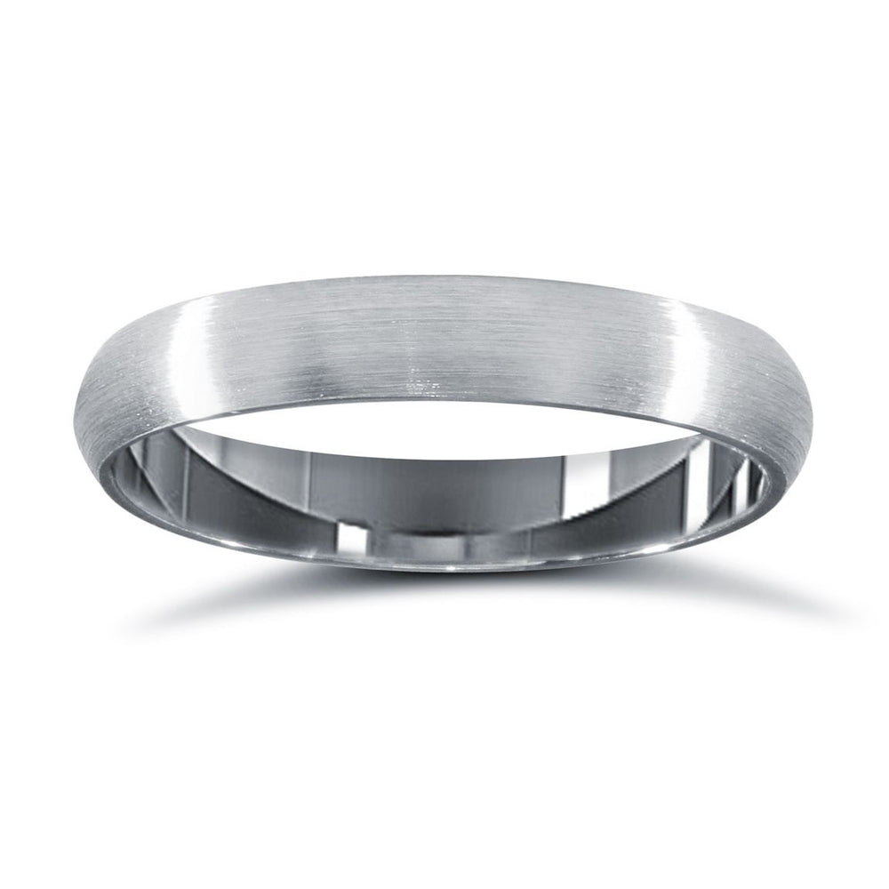 9ct White Gold Standard Weight D-Shape Profile Mirror Finish Wedding Ring – product view