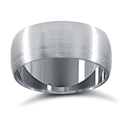 9ct White Gold Standard Weight D-Shape Profile Satin Wedding Ring (WDS9W8-01) – product view