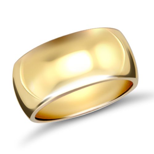 9ct Yellow Gold Standard Weight D-Shape Profile Mirror Finish Wedding Ring (WDS9Y12) – product view