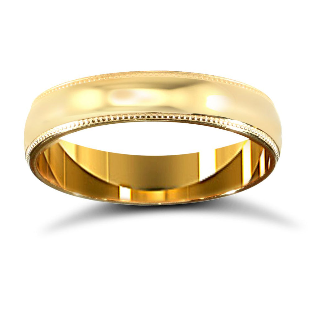 9ct Yellow Gold Standard Weight D-Shape Profile Mirror Finish Wedding Ring – product view