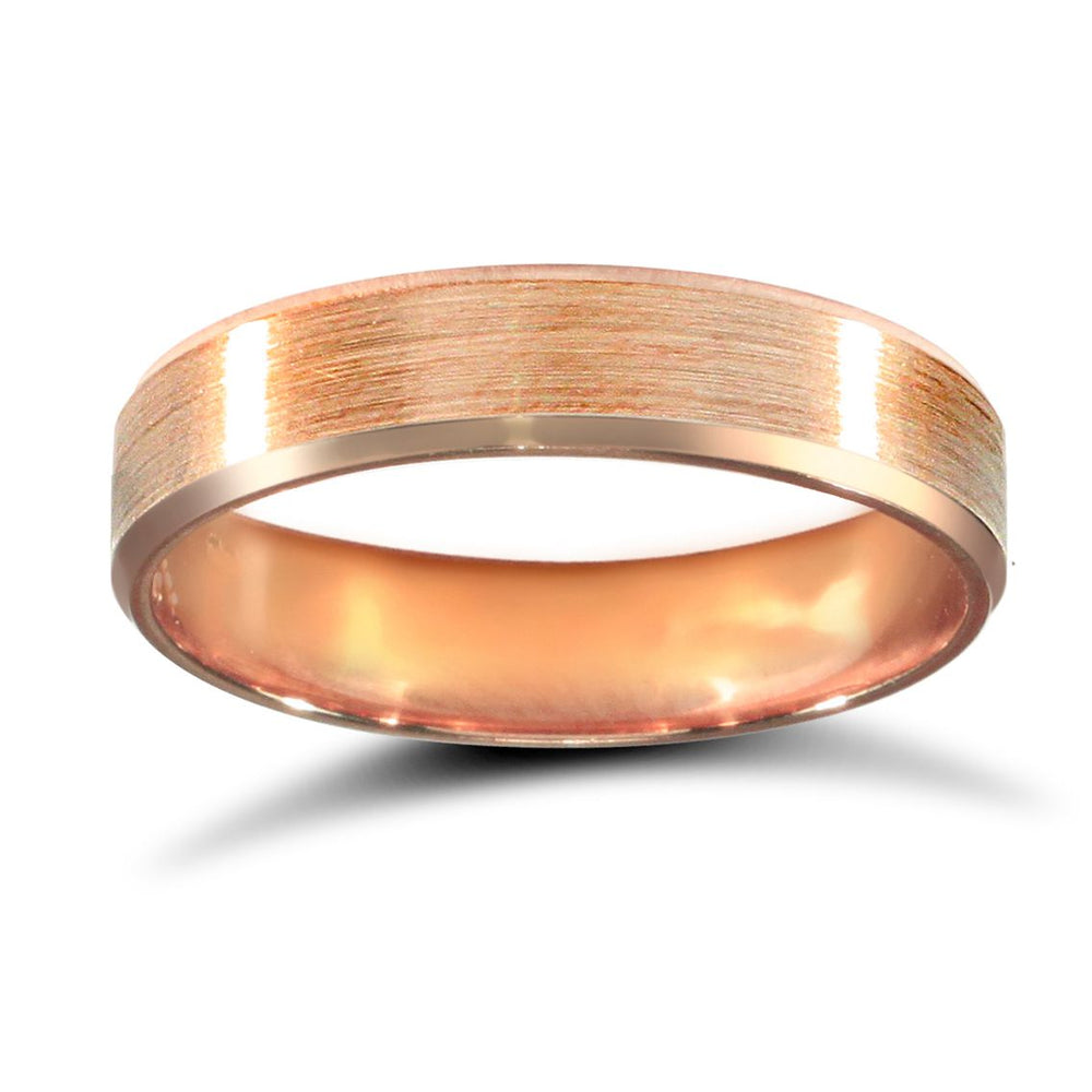 Ehering aus 9 Karat Roségold, Standardgewicht, flaches Court-Profil, hochglanzpoliert
