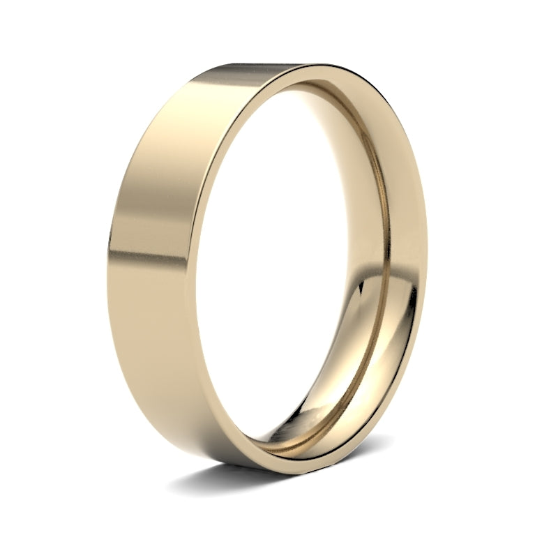 9 Karat Gelbgold Standardgewicht Flaches Court-Profil Hochglanz-Ehering