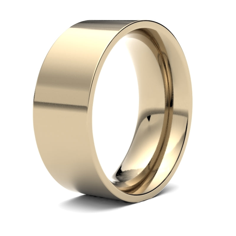 9ct Yellow Gold Standard Weight Flat Court Profile Mirror Finish Wedding Ring – product view