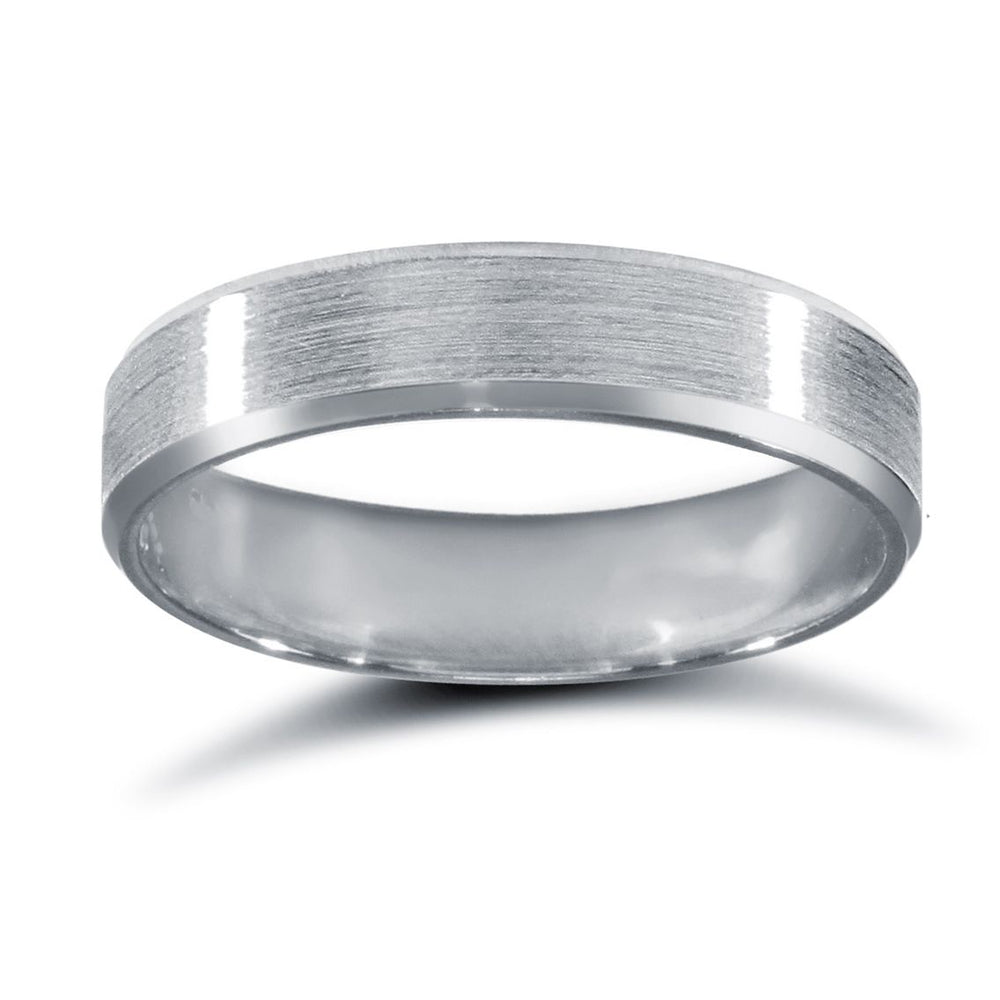 Anello nuziale in platino con peso standard, profilo piatto e finitura a specchio