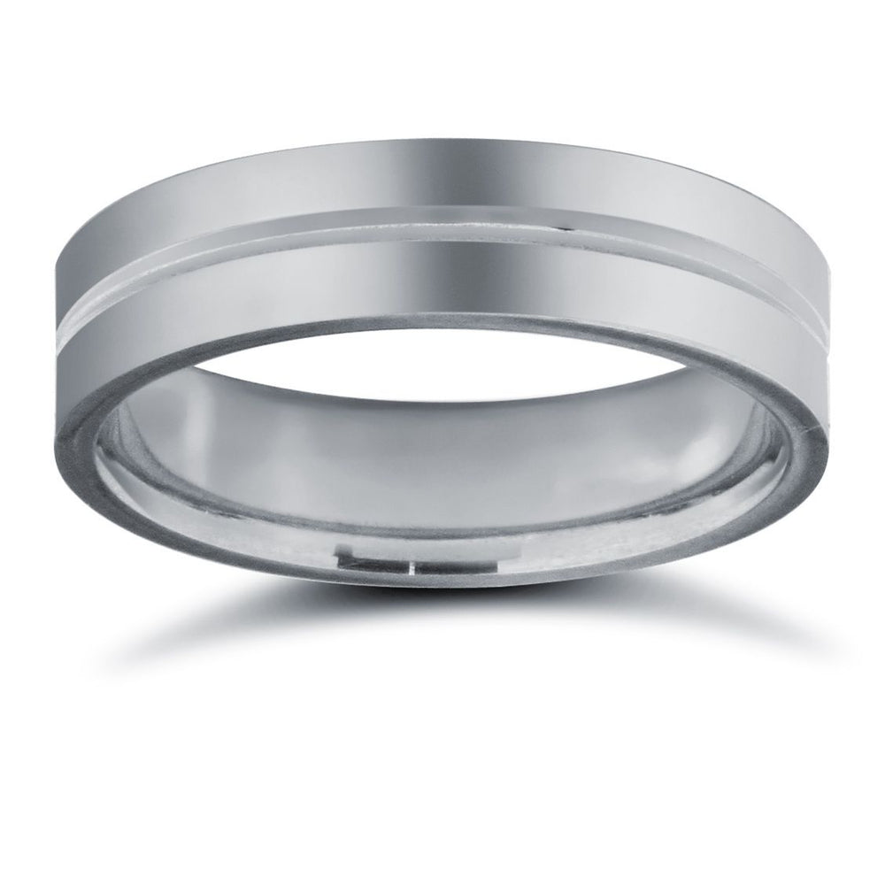 Anello nuziale in platino con profilo piatto e specchiato, peso standard