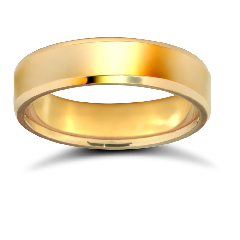 Fede nuziale in oro giallo 9 carati, peso standard, profilo piatto e bordo smussato