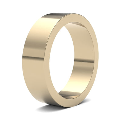 9 Karat Gelbgold Ehering, Standardgewicht, flaches Profil, hochglanzpoliert