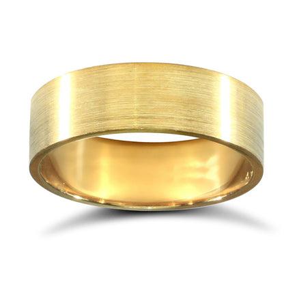 9 Karat Gelbgold Standardgewicht Flaches Profil Satiniertes Trauring