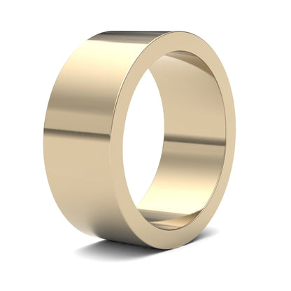 9 Karat Gelbgold Ehering, Standardgewicht, flaches Profil, hochglanzpoliert