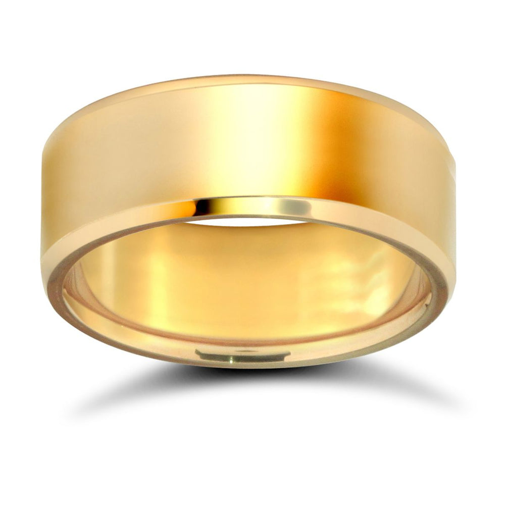 9 Karat Gelbgold Standardgewicht Flaches Profil Abgeschrägte Kante Ehering