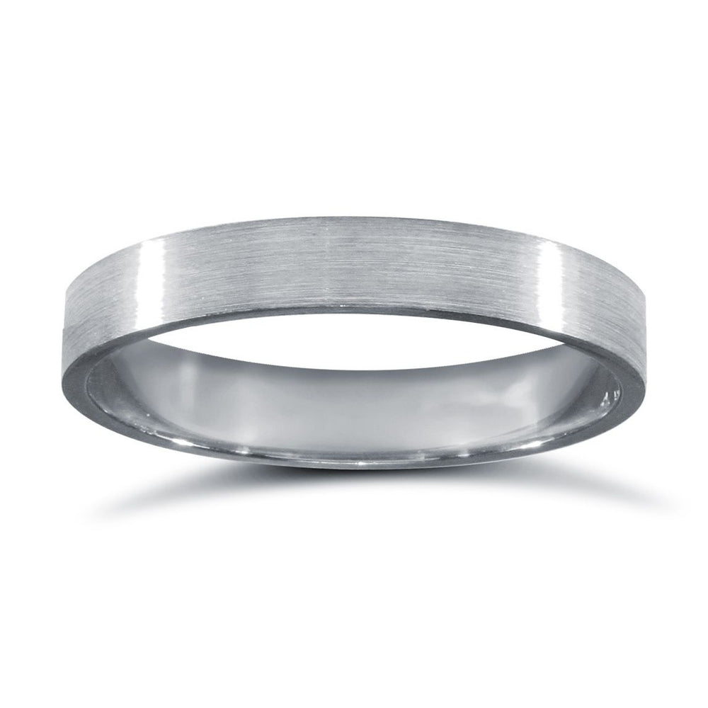 Platin Standard Gewicht Flaches Profil Satiniertes Trauring
