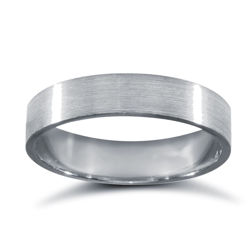 Platin Ehering flaches Profil satiniert