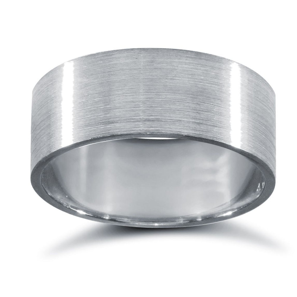 Platin Ehering Satin, flaches Profil, Standardgewicht