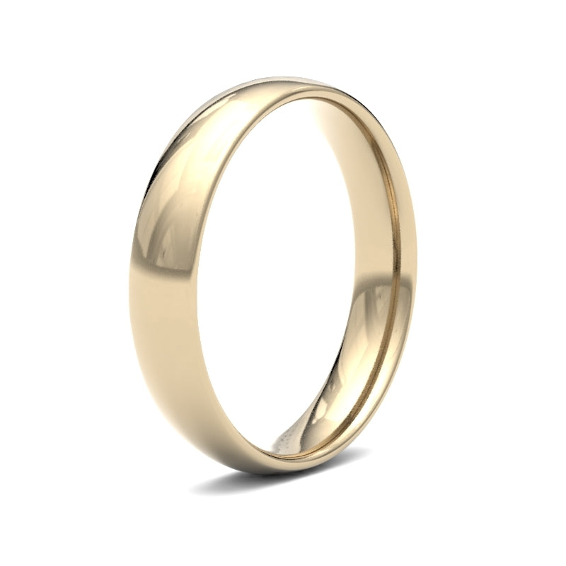9 Karat Gelbgold 4mm Leichter Ehering mit abgerundeter Innenseite und hochglanzpolierter Oberfläche
