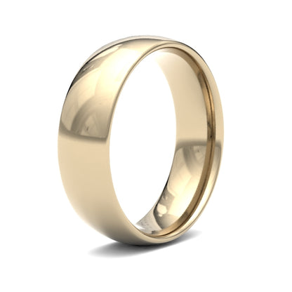 9 Karat Gelbgold 6mm Leichter Trauring mit abgerundeter Profilform und Hochglanzpolitur
