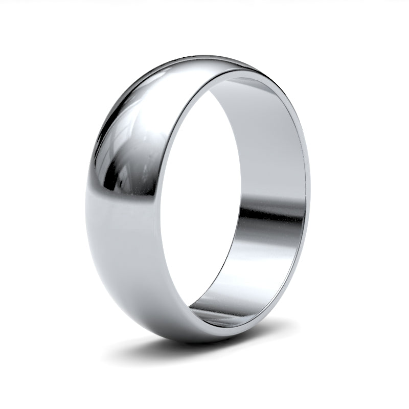 9 Karat Weißgold 6mm Leichter D-Profil Spiegelglanz Ehering