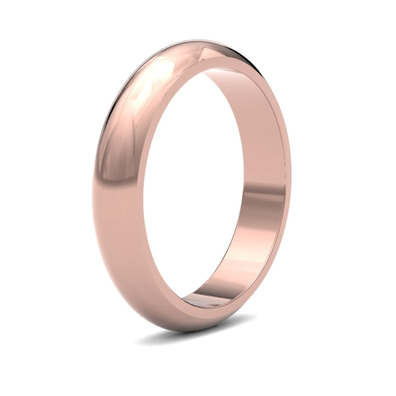 18ct Rose Gold Premium Weight D-Shape Profile Mirror Finish Wedding Ring – product view