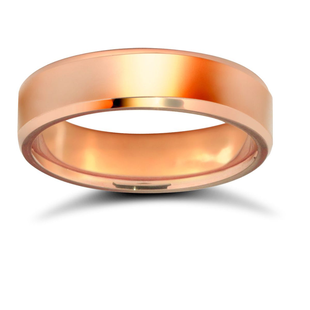 Fede Nuziale a Fascia Piatta in Oro Rosa 18ct, Peso Premium, Finitura a Specchio