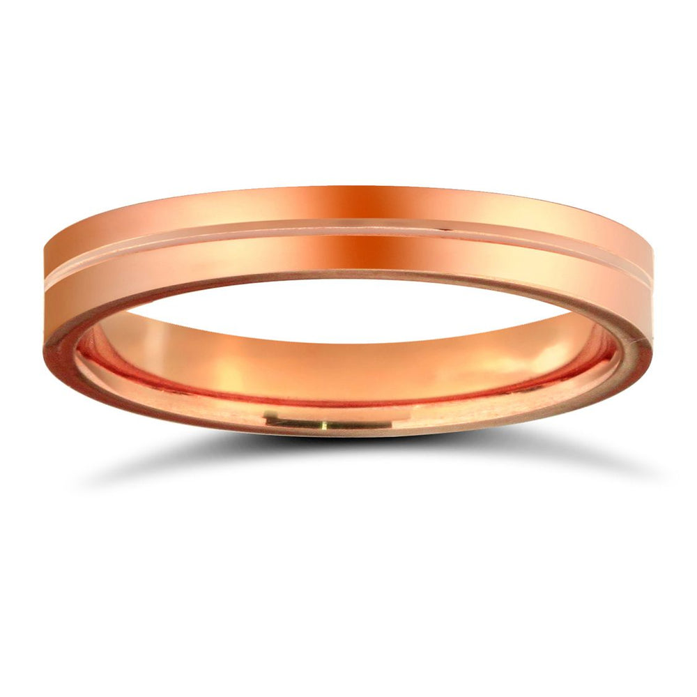 9ct Roségold Premium Gewicht Flaches Court Profil Hochglanz Ehering