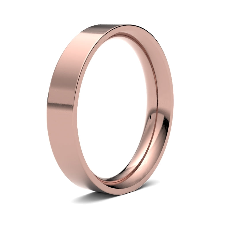 9 Karat Roségold Premium Gewicht Flach Gerundeter Profil Spiegelfinish Ehering