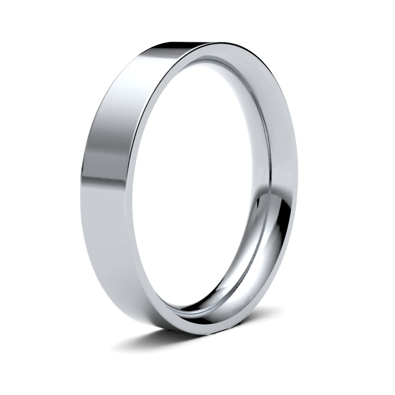 950 Platinum Premium Weight Flat Court Profile Mirror Finish Wedding Ring – product view