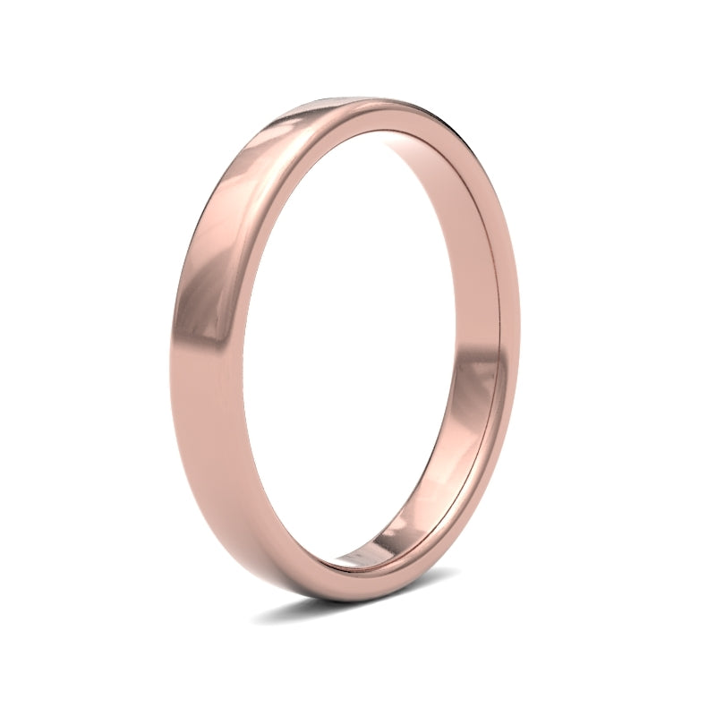Fede nuziale in oro rosa 18 carati, peso standard, profilo a fascia, finitura a specchio