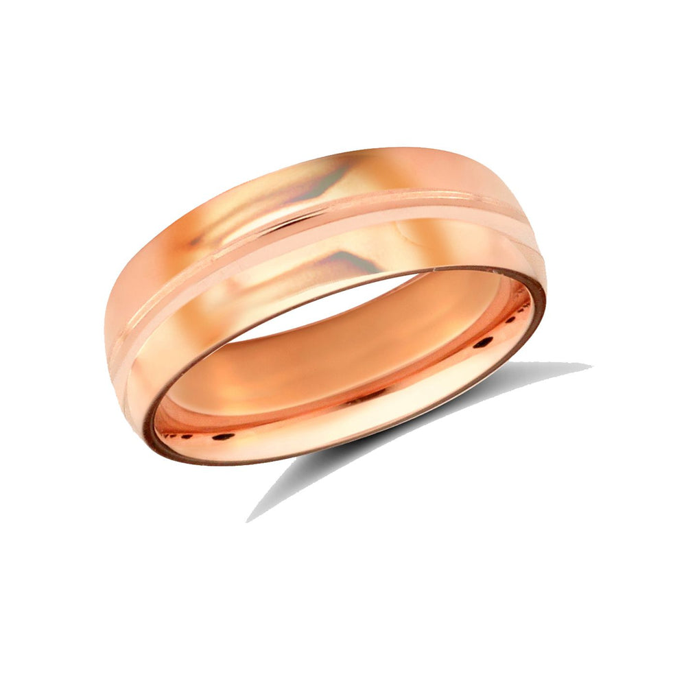 Fede nuziale a profilo tondo classico, peso standard, in oro rosa 18 carati, finitura a specchio