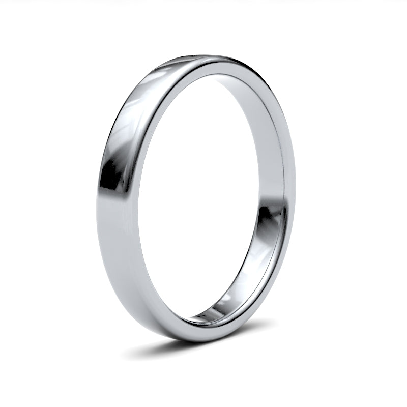 18ct White Gold Standard Weight Court Profile Mirror Finish Wedding Ring – product view