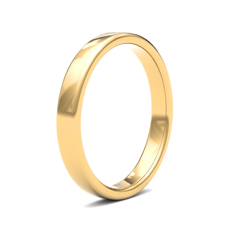 22ct Yellow Gold Standard Weight 3mm Soft Court Profile Mirror Finish Wedding Ring – product view
